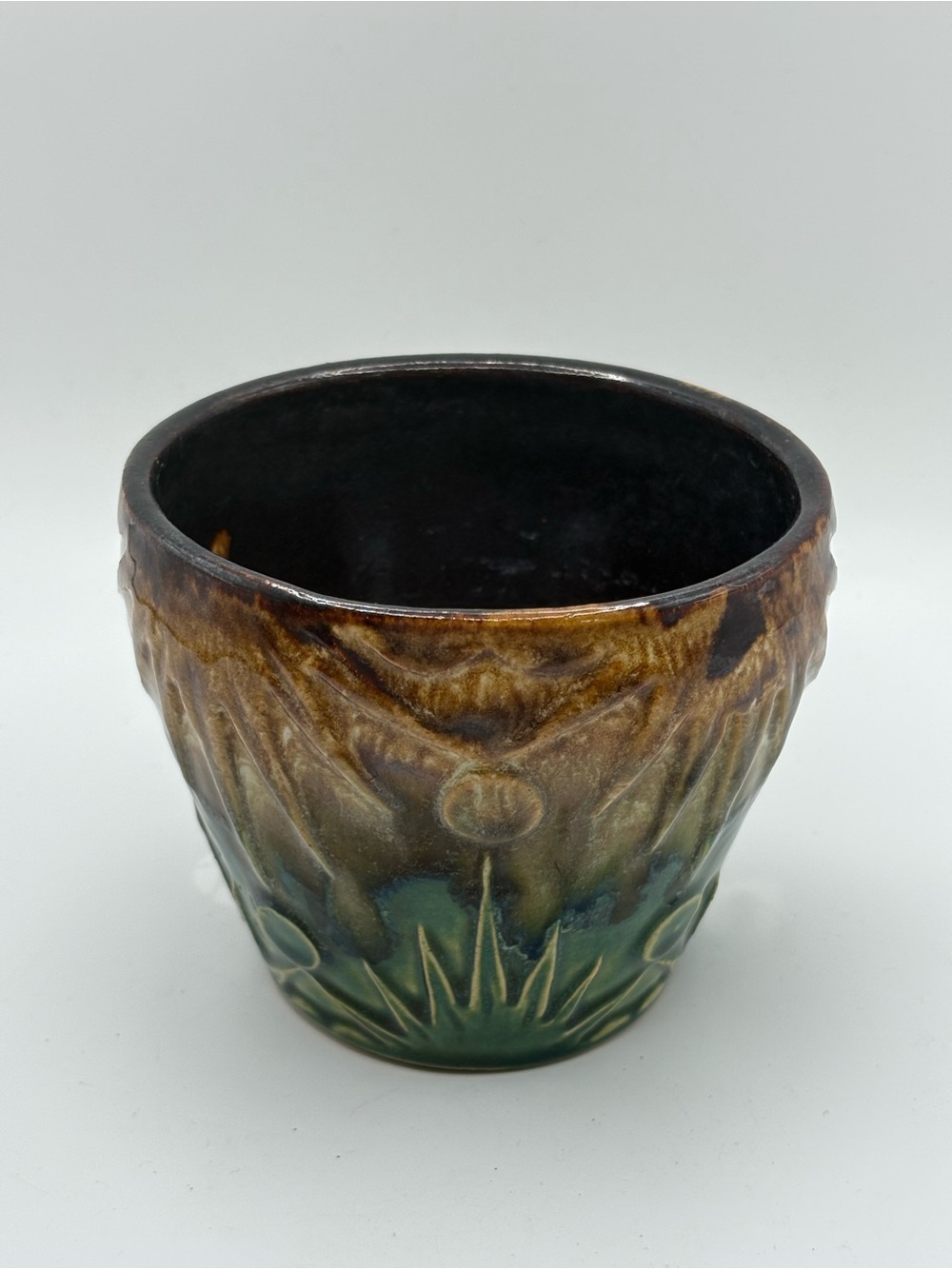 VTG Robinson Ransbottom Pottery USA Jardiniere Sun Moon Pot Planter 4.5” 1400